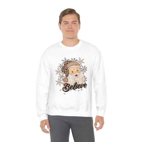 Believe Santa Cheetah Crewneck Sweatshirt