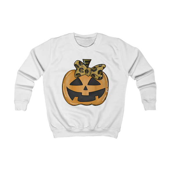 Pumpkin with Bow- Kids Sweatshirt