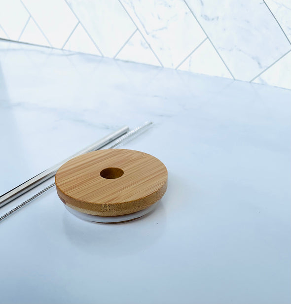 Bamboo Silicone O-ring Lid with Stainless Steel Lid with Straw Brush