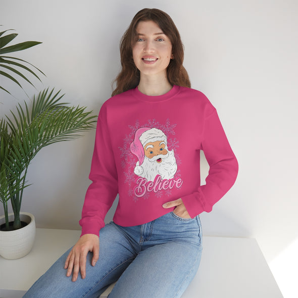 Believe Santa Pink Crewneck Sweatshirt