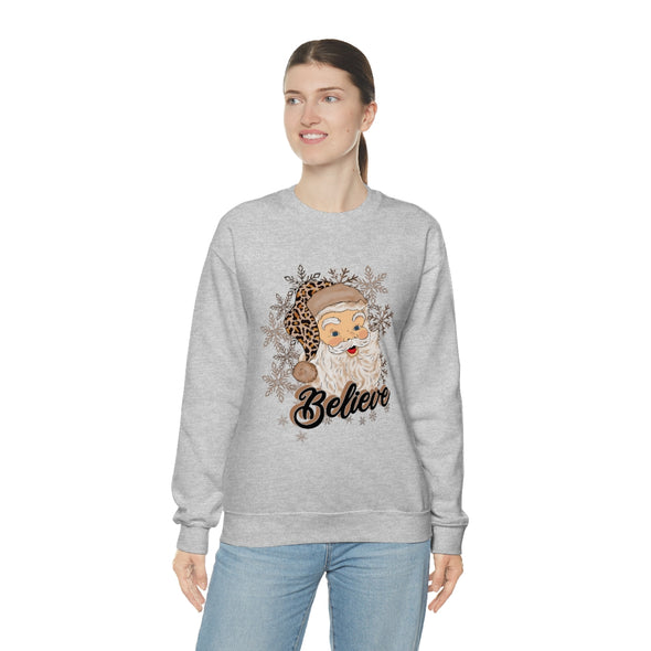 Believe Santa Cheetah Crewneck Sweatshirt