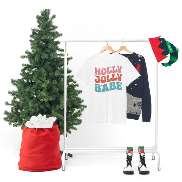Holly Jolly Babe Vintage Distressed- Heavy Cotton Tee