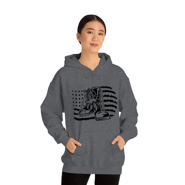 American Flag & Military Boots -Hooded Sweatshirt
