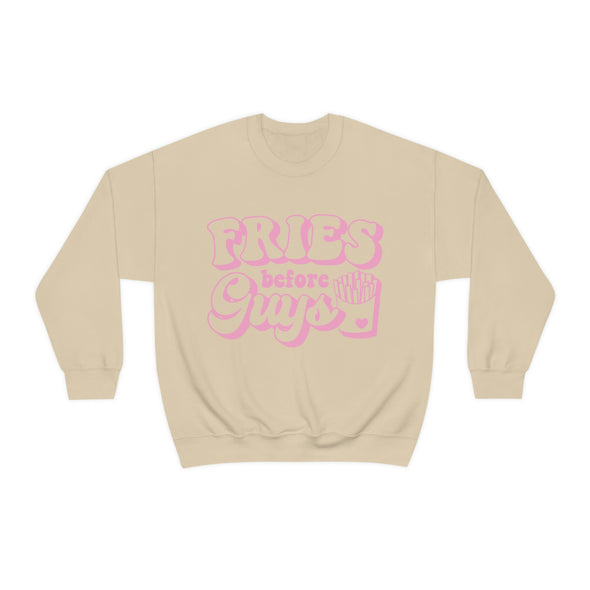 Fries Before Guys- Pink font-Crewneck Sweatshirt
