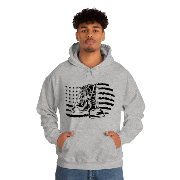 American Flag & Military Boots -Hooded Sweatshirt